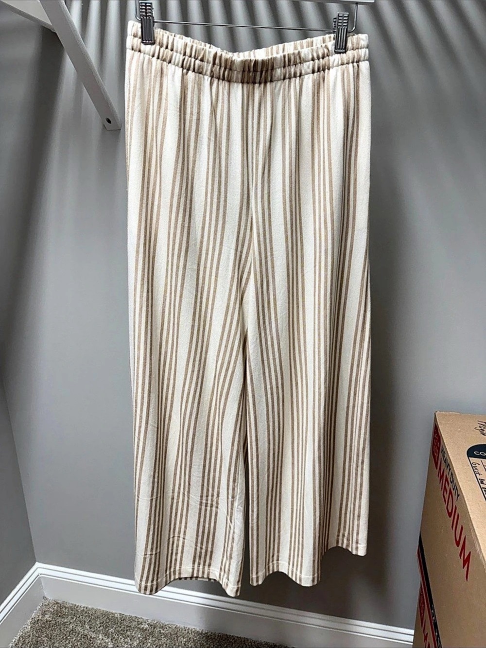 Z SUPPLY Scout Striped Pant Wide Leg Pants Cream & Brown Small